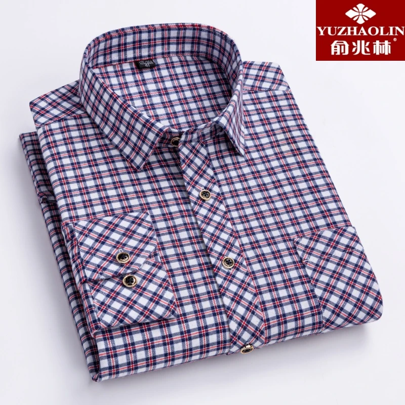 YUZHAOLIN/俞兆林衬衫男长袖纯棉外穿中年商务通勤春秋季高档衬衣