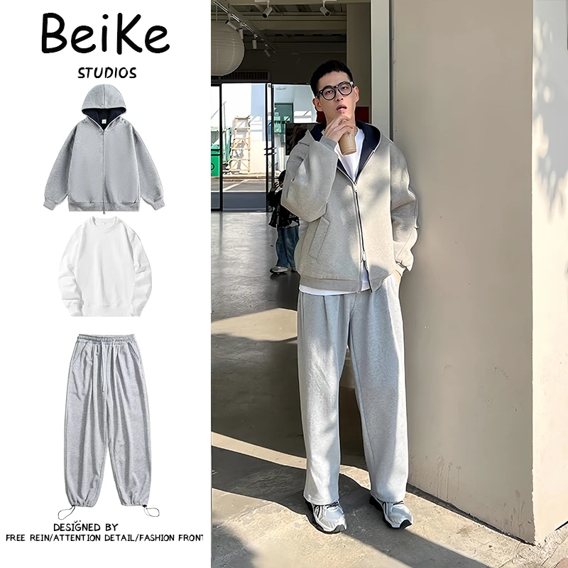 三件装/双色开衫男生宽松外套男开衫男款爆款2025新款男生外套