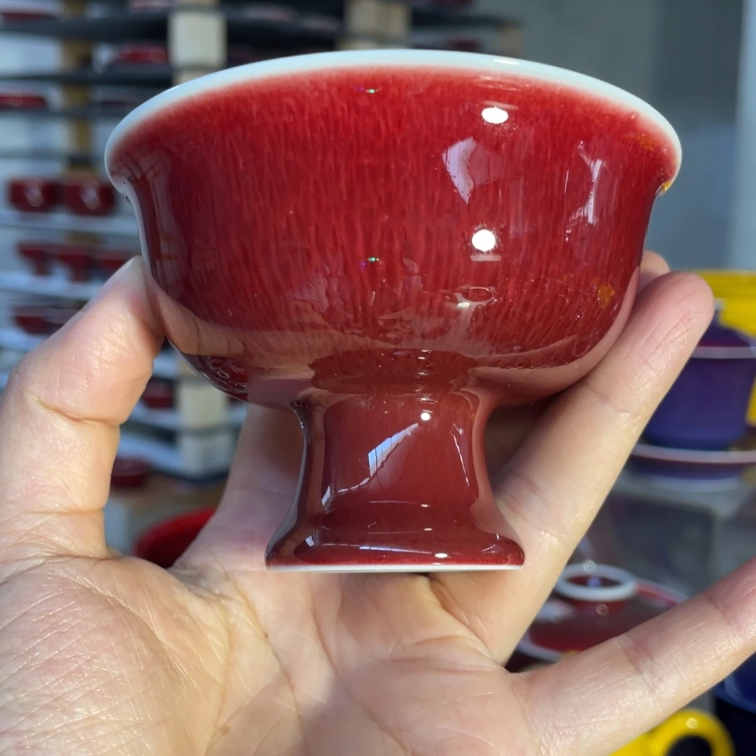 清欢雅玩原矿郎红高脚杯