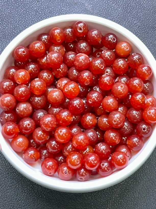 天然珠宝玉石 南红冰红A534  8MM 30颗（赠弹力绳）