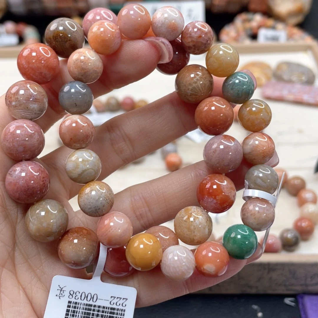 硅化珊瑚（珊瑚玉）手链未镶嵌木*047