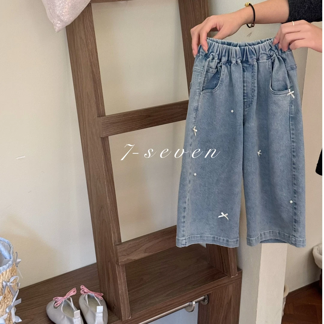 7Seven·25春~珍珠蝴蝶结牛仔裤8830（汉服牛仔裤）