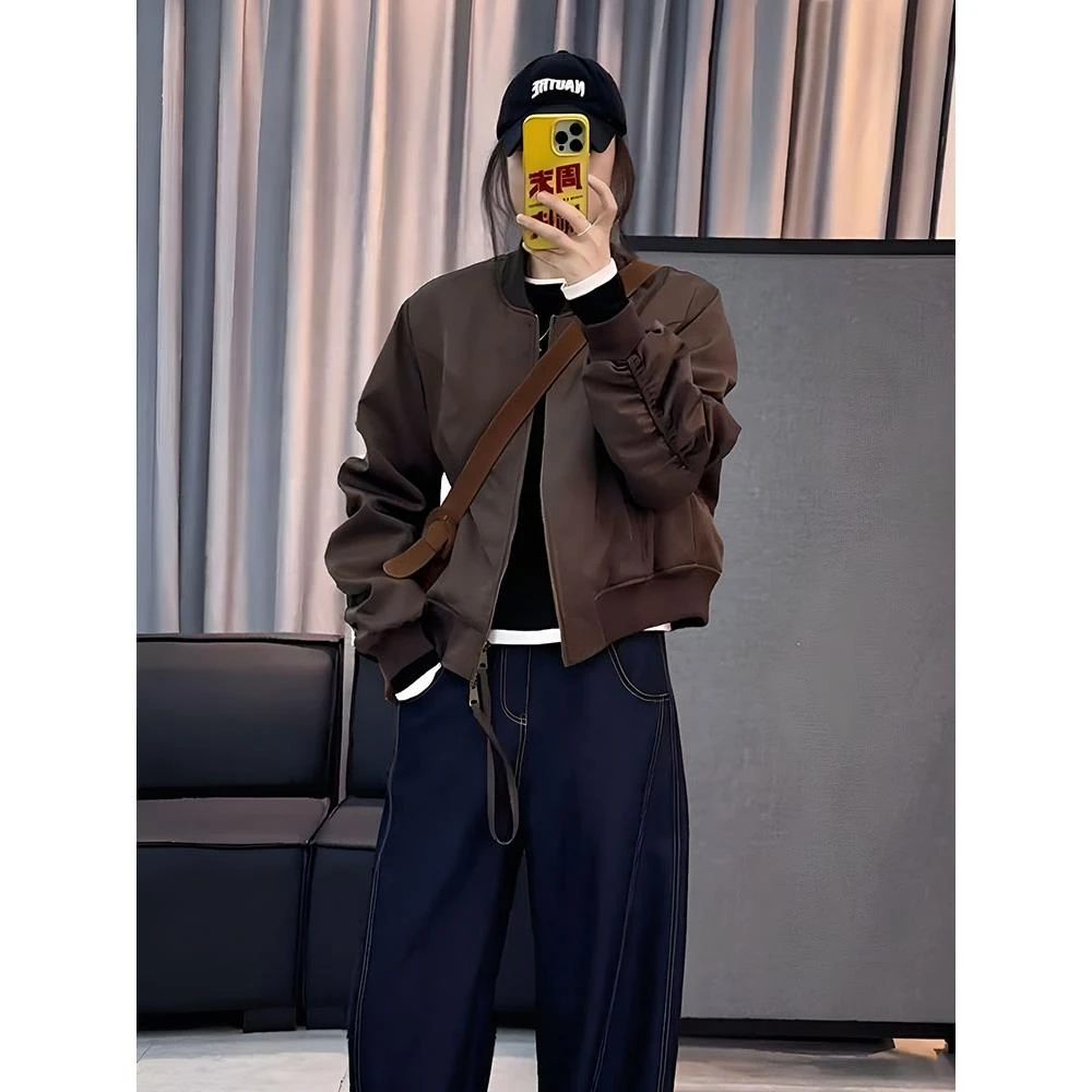 韩系秋季新款小个子棒球服短款外套女装洋气宽松显瘦减龄夹克上衣