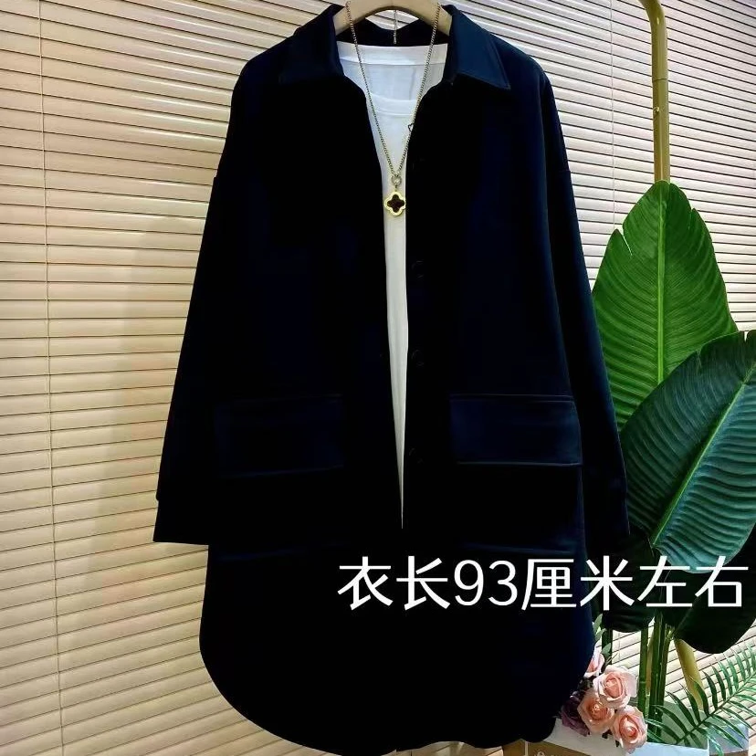 A胖mm欧货时尚新款秋季翻领休闲宽松遮肉外套