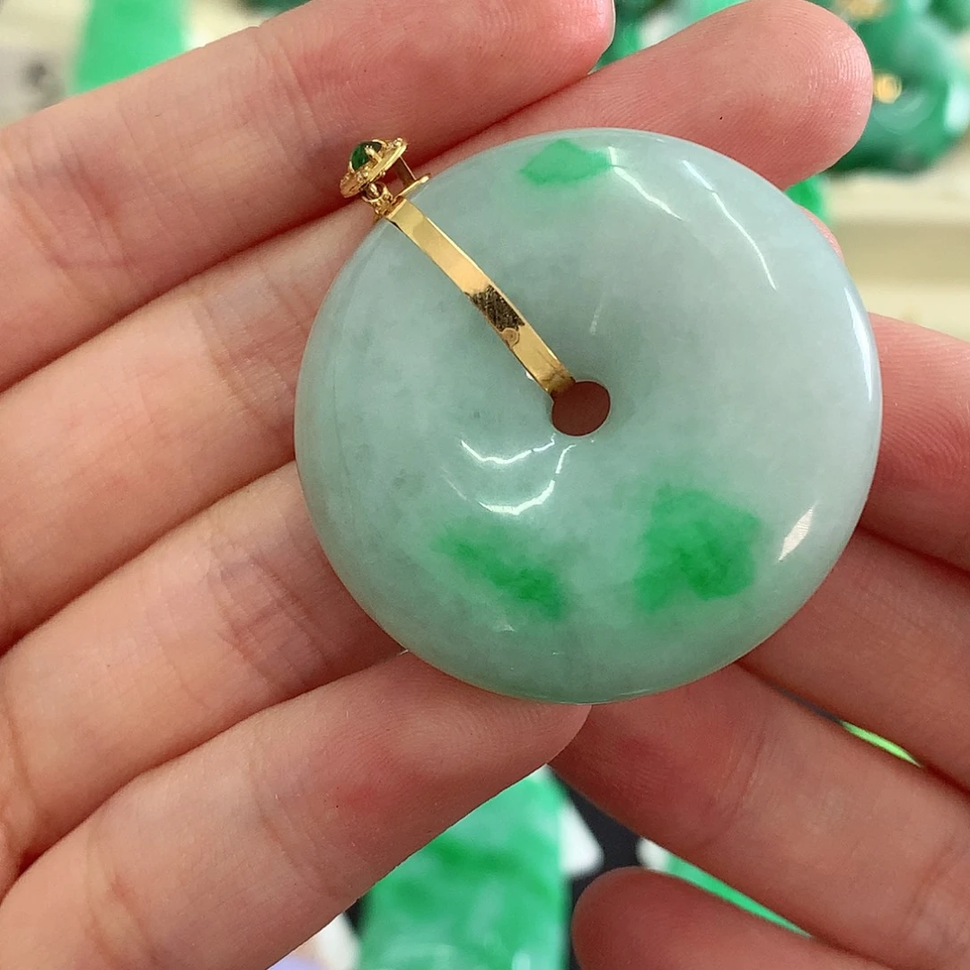 翡翠18K金镶嵌吊坠(不含链)