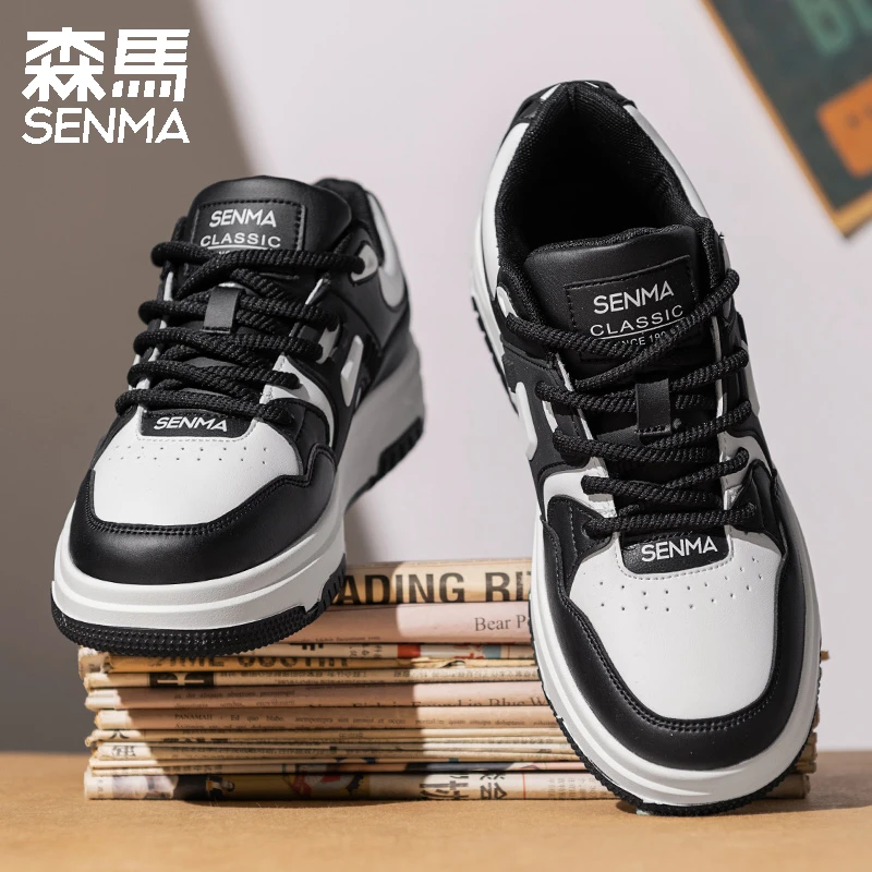 森马男鞋秋季透气厚底百搭黑白熊猫休闲板鞋男士低帮小白运动潮鞋