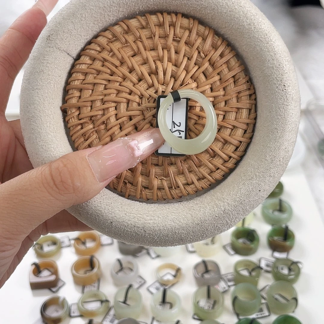 和田玉未镶嵌戒指晴水小馒头。17.2。不退换