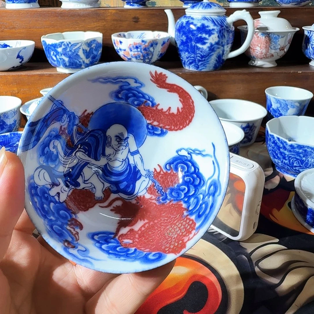 鳞***泥塑主人杯手工手绘微微微瑕