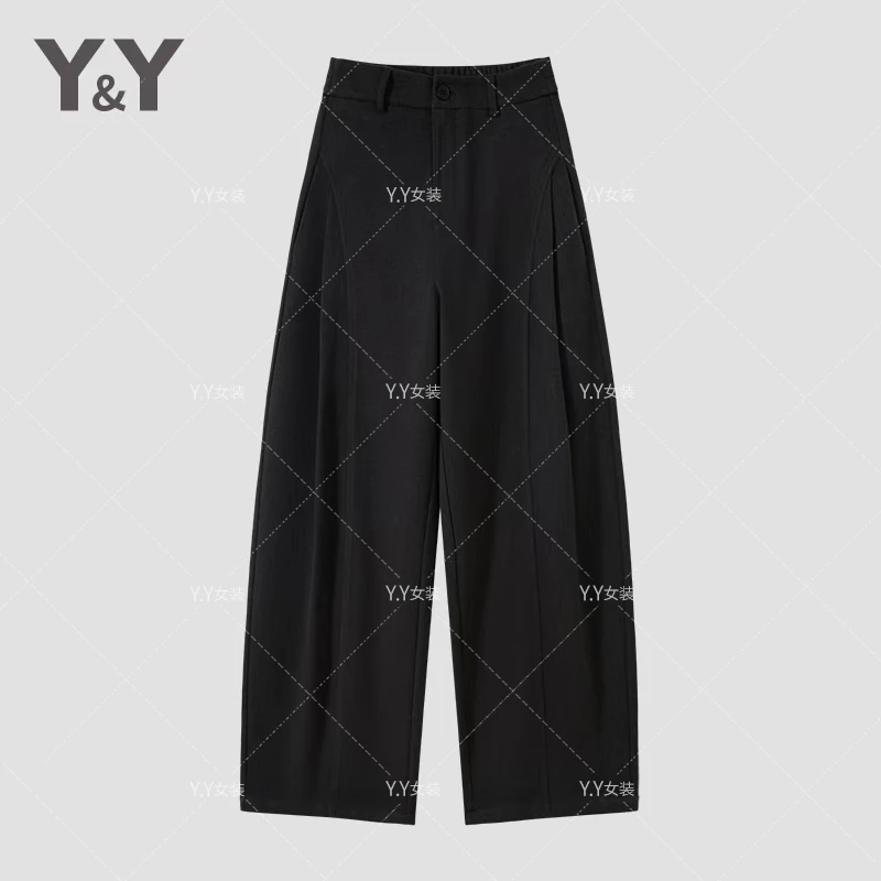 【毛呢贝斯裤】冬季新款女士显瘦修身卫裤直筒小个子女生高腰阔腿裤