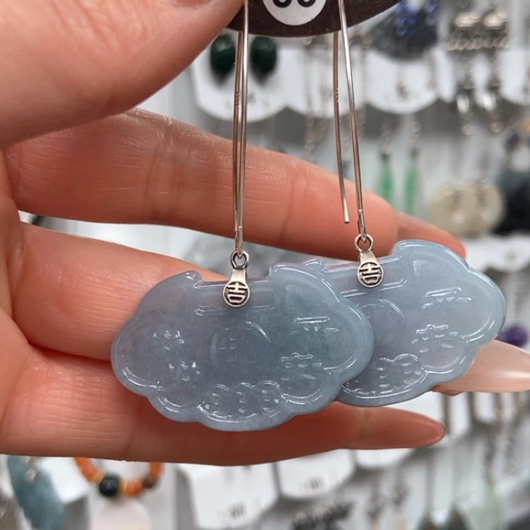 【闪购商品】翡翠耳饰银S925镶嵌耳饰