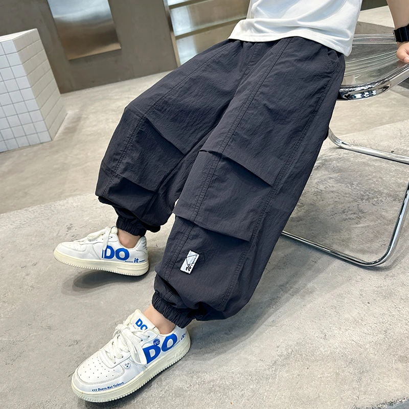 男童夏季薄款工装裤2025新款潮中大童透气速干裤时尚男孩夏装裤子