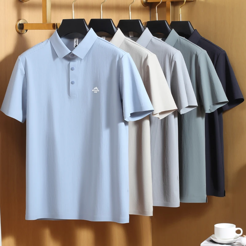 男士高弹无痕透气短袖Polo衫夏季薄款时尚休闲T恤