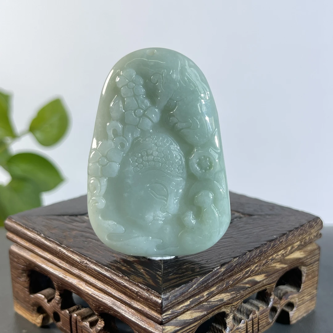 JSW31-017 天然缅甸A货翡翠  悟道拜佛