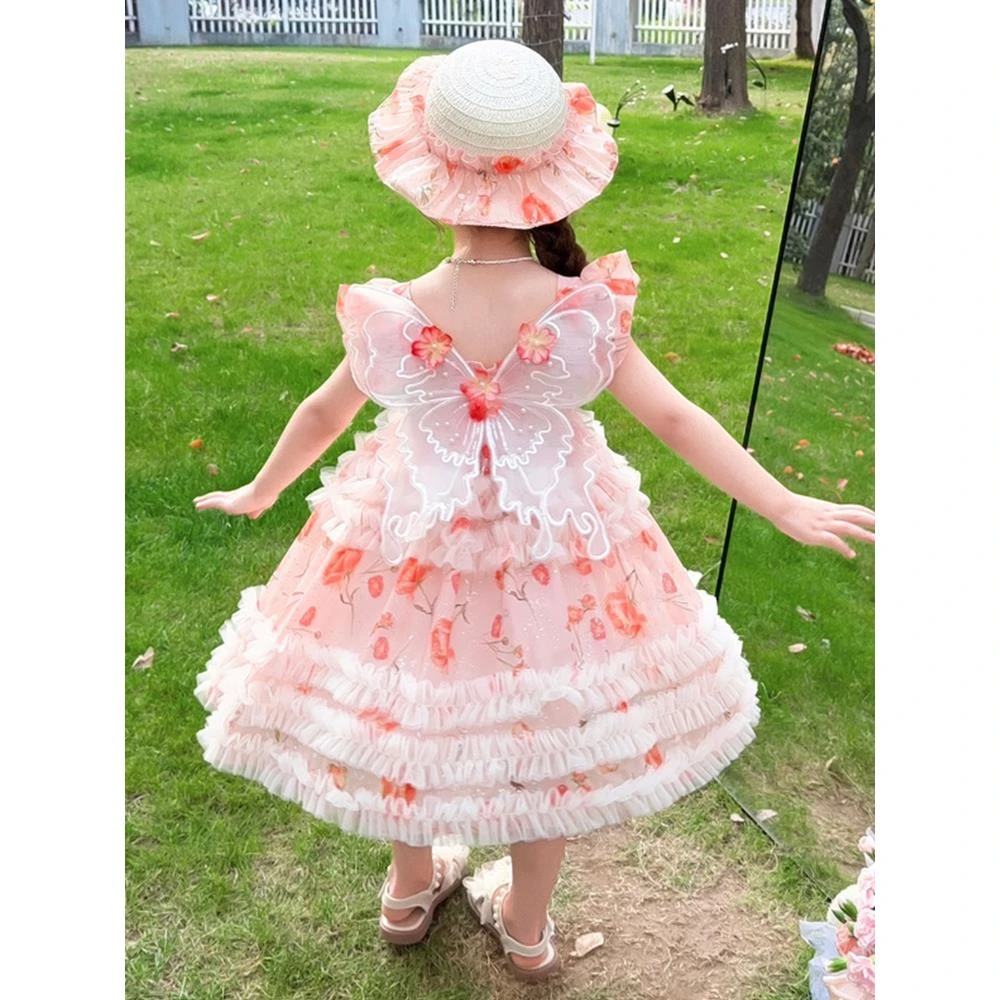 女童连衣裙夏装2025新款洋气儿童公主背心裙女孩夏季薄款碎花裙子