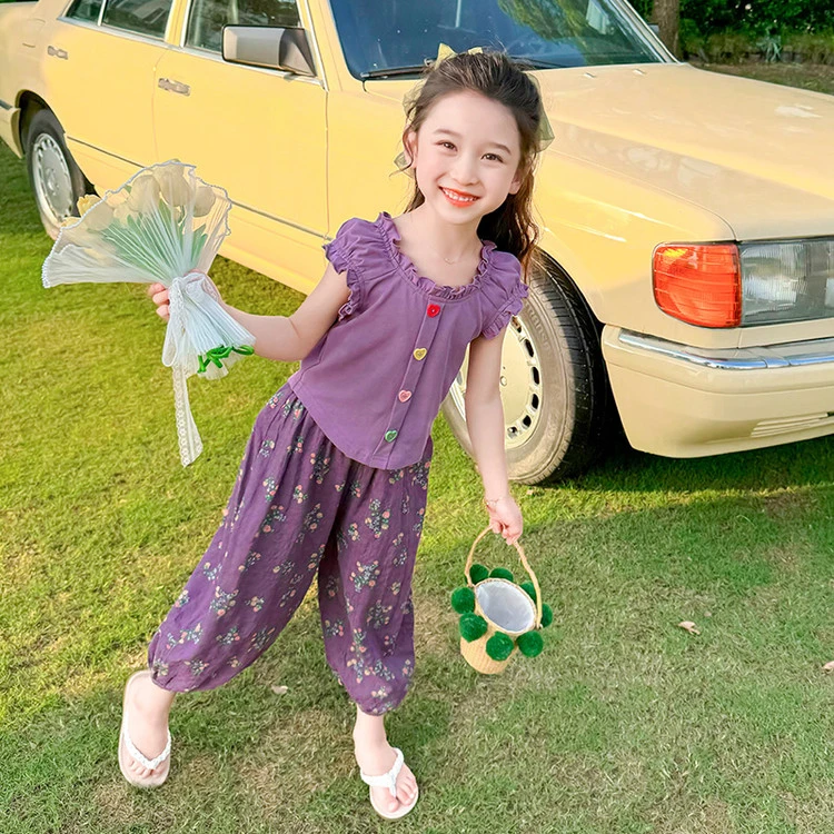 女韩版薄款夏季休闲风简约套装时尚童装网红时髦上衣女童