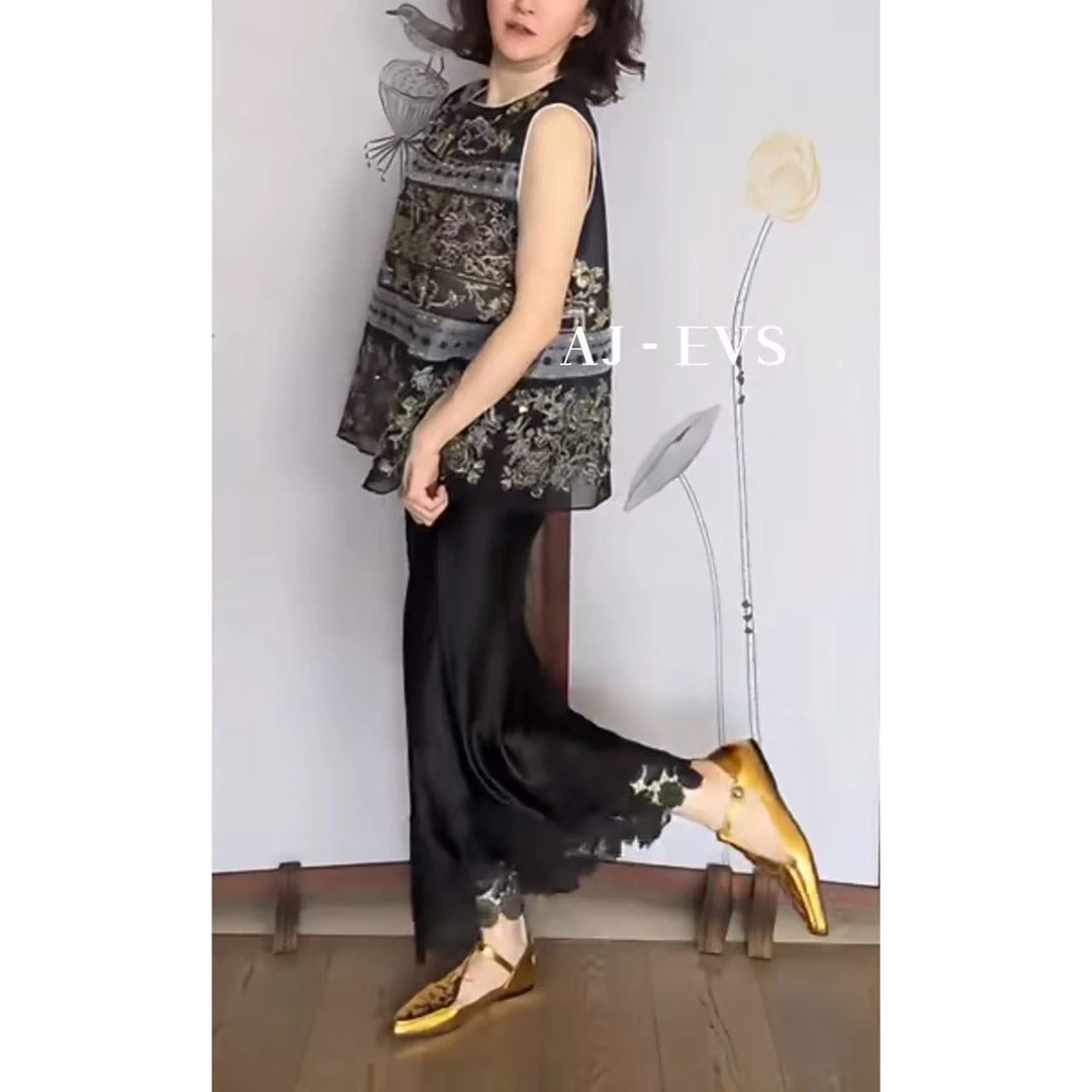 AJ-EVS【锦绣未央· 桑蚕丝纯手工重工刺绣钉珠艺术感真丝上衣】