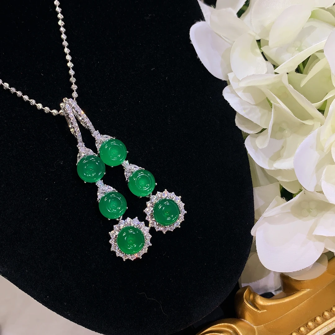 S925银镶嵌小众设计款怀古耳饰迷你圆扣耳环天然绿玉髓平安扣耳坠