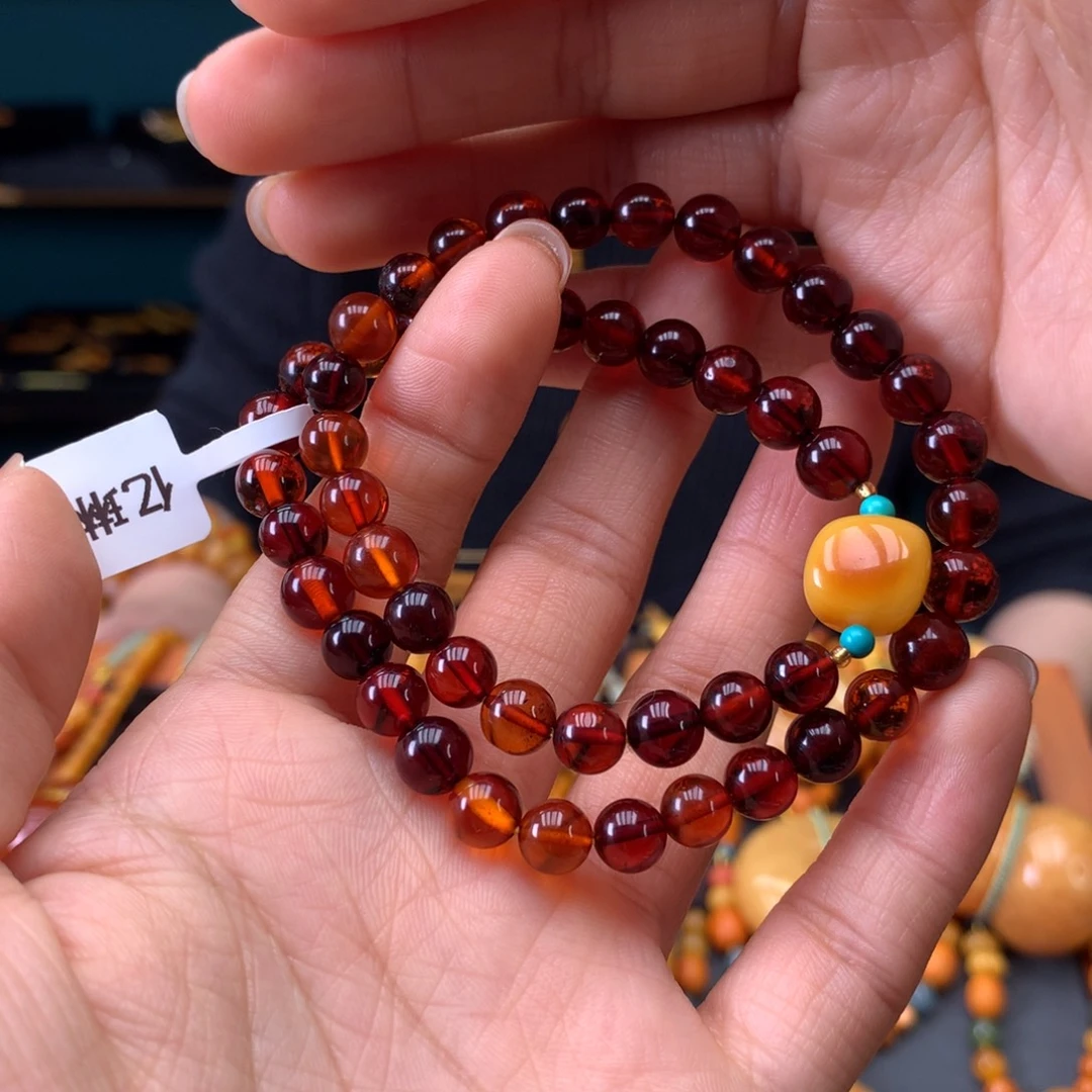 琥珀未镶嵌手串微瑕