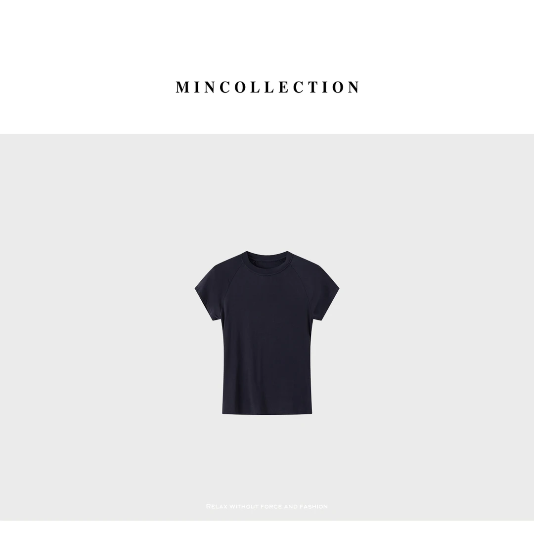 DE Mincollection铜氨T/裸感修身弹力铜氨丝插肩袖凉感T恤40514