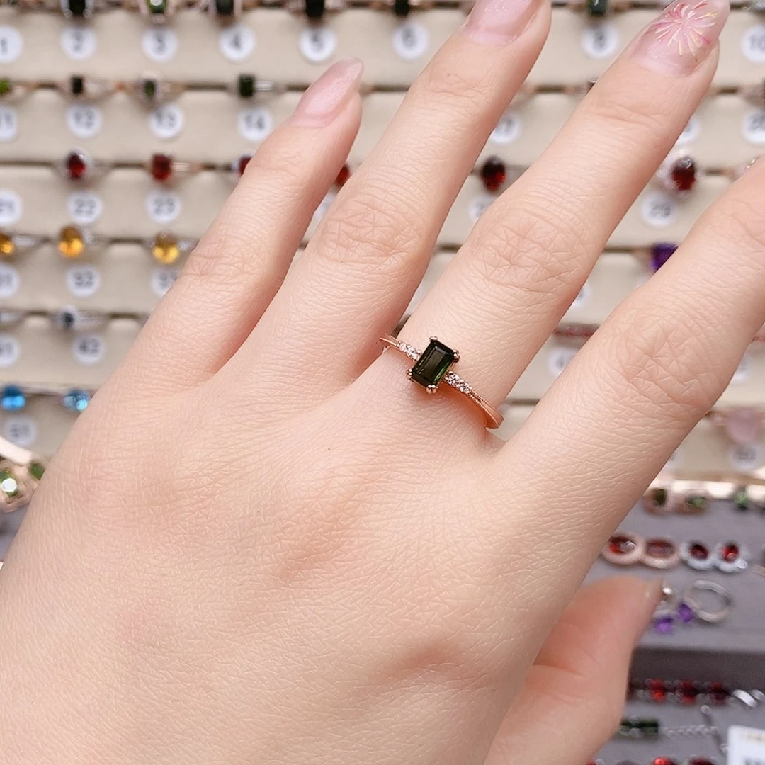 碧玺戒指银S925镶嵌戒指