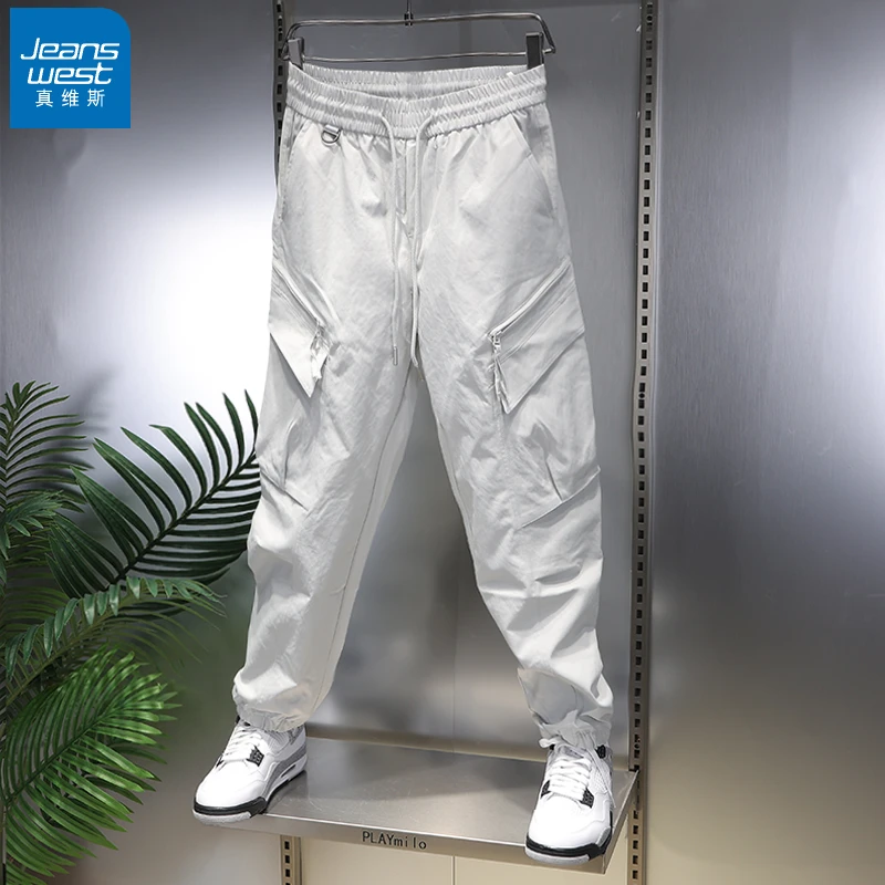 真维斯专柜品质哈伦裤纯色口袋秋季工装裤男士夏季黑色小脚哈伦裤