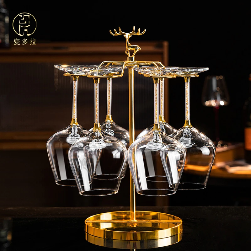 瓷多拉欧式轻奢勃艮第红酒杯套装家用奢华葡萄酒杯欧式高脚杯杯架