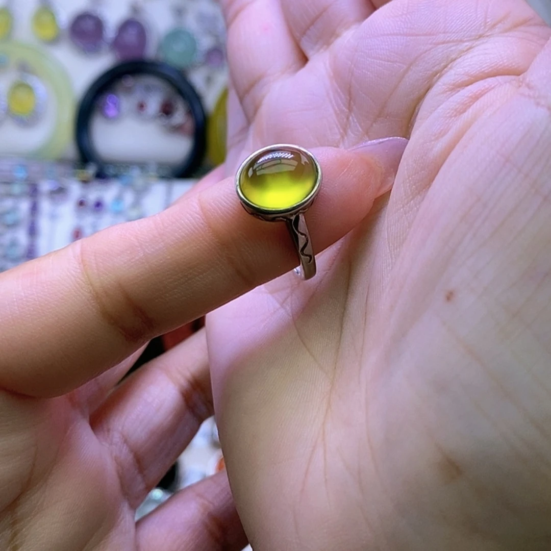 岫玉银S925镶嵌戒指