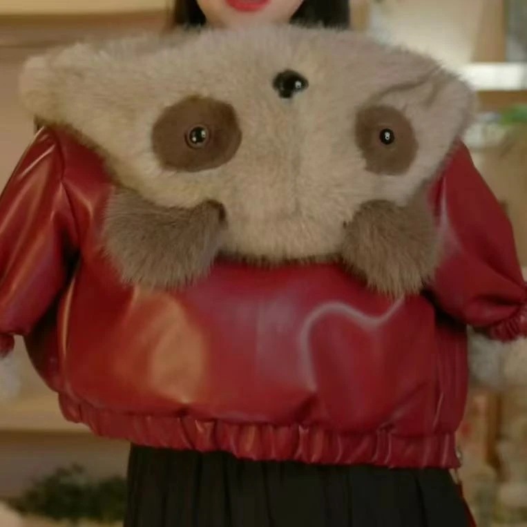 海宁1专属【小浣熊-红色】2025新款冬款女童洋气时尚加厚外套MF1138