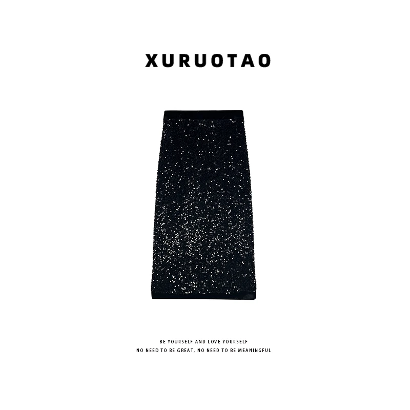 XURUOTAO【亮片裙】秋冬季时髦百搭显瘦黑色半身裙 T6343