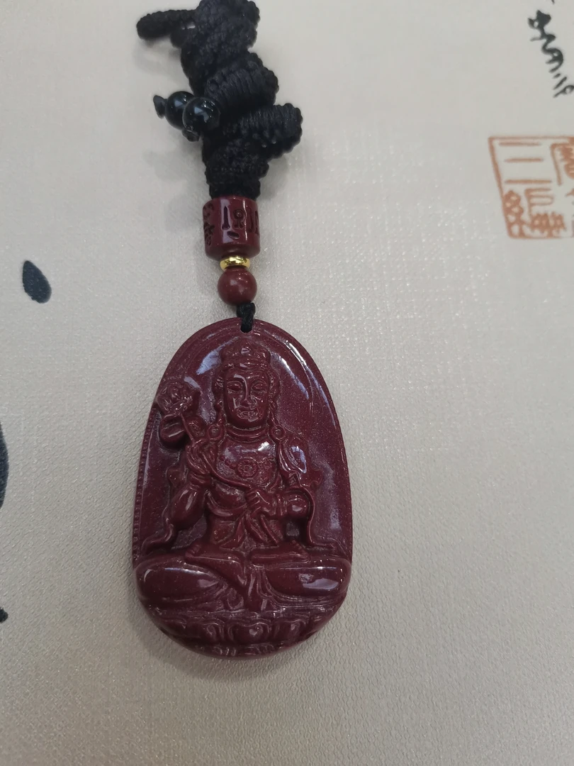 含辰砂工艺品紫金砂属马守护神大势至菩萨 高47.3宽30.4厚9.8mm