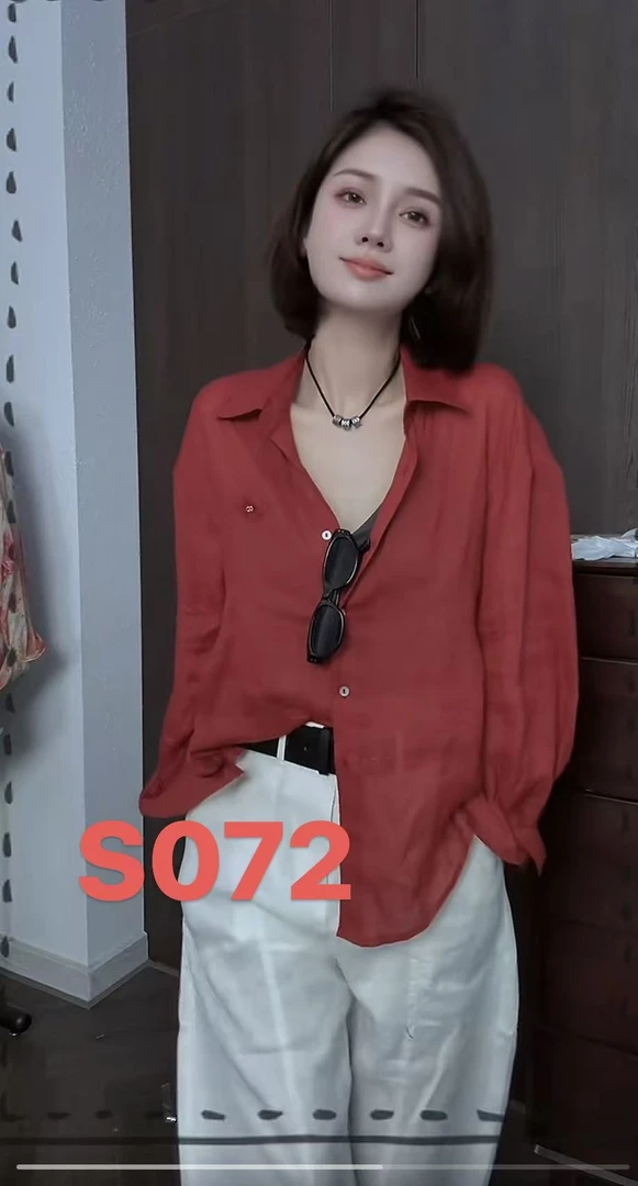 纯苎麻小刺绣单排扣百搭显瘦防晒衬衫女MY 072