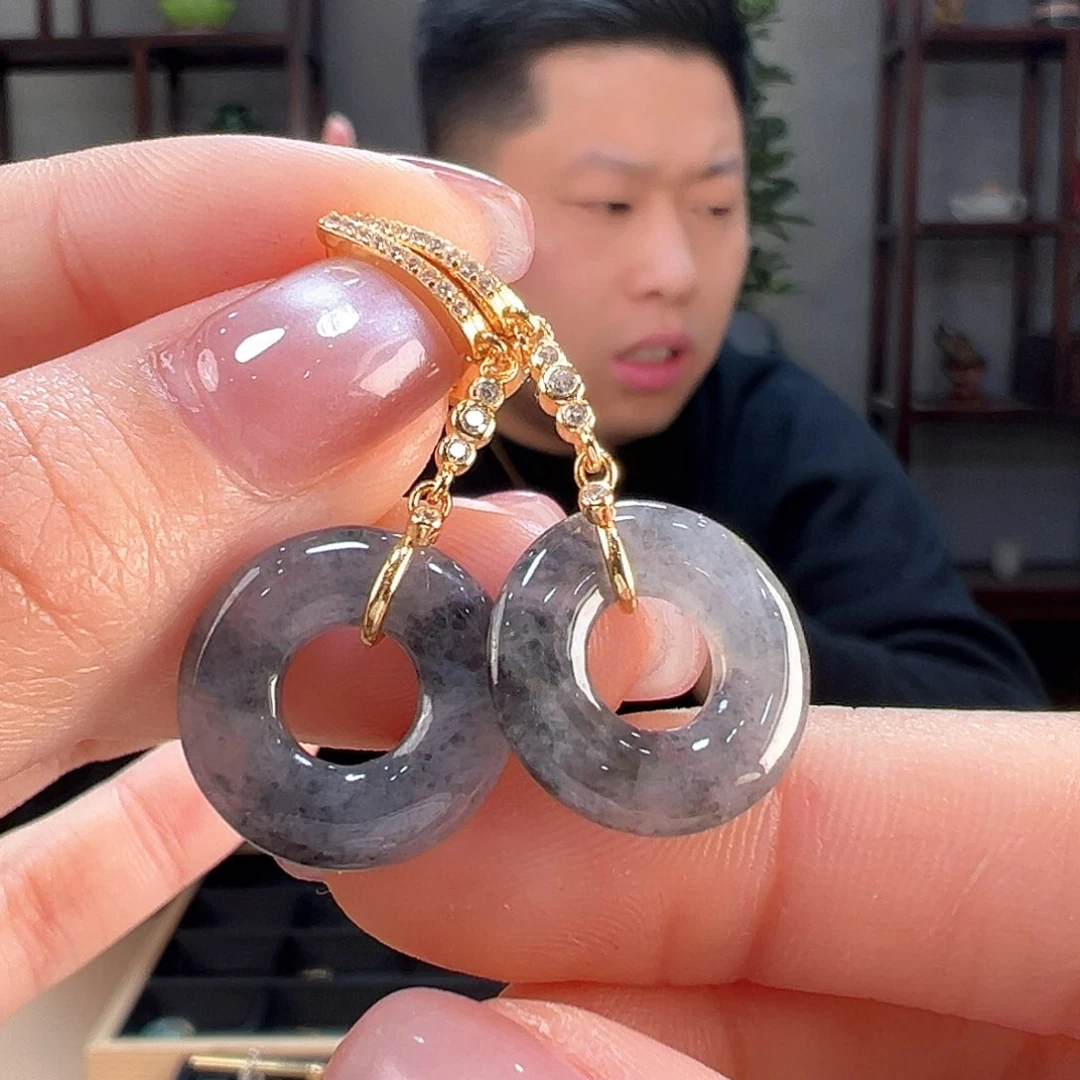 翡翠耳饰银S925镶嵌耳环28