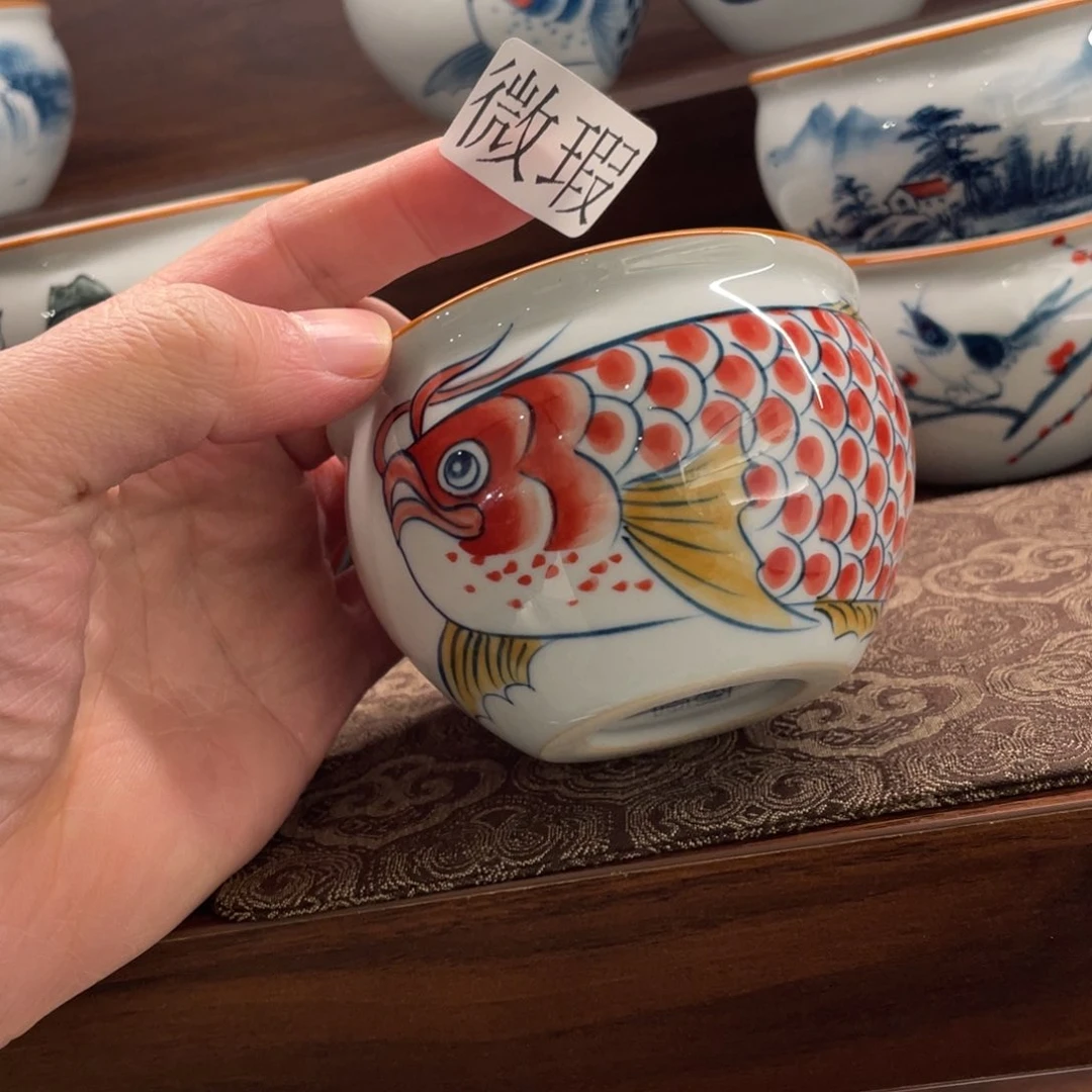 釉下手绘茶具微瑕