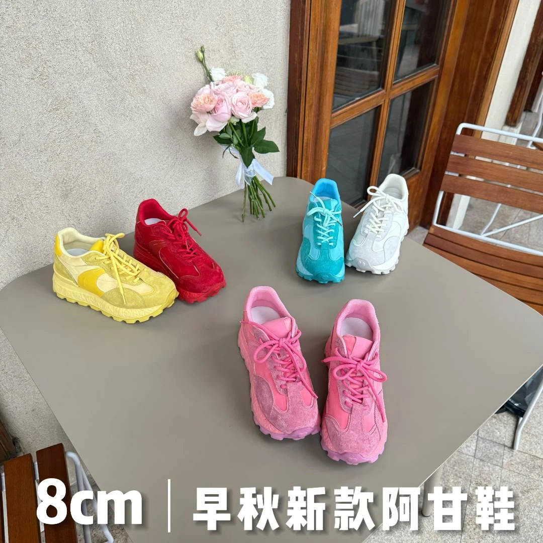 小个子内增高8cm德训鞋女2025年秋季新款休闲鞋运动阿甘鞋矮子乐