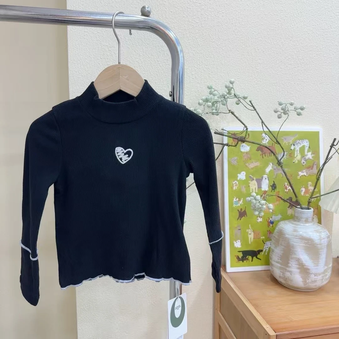 女童秋冬韩版棉质刺绣洋气百搭打底衫 252158