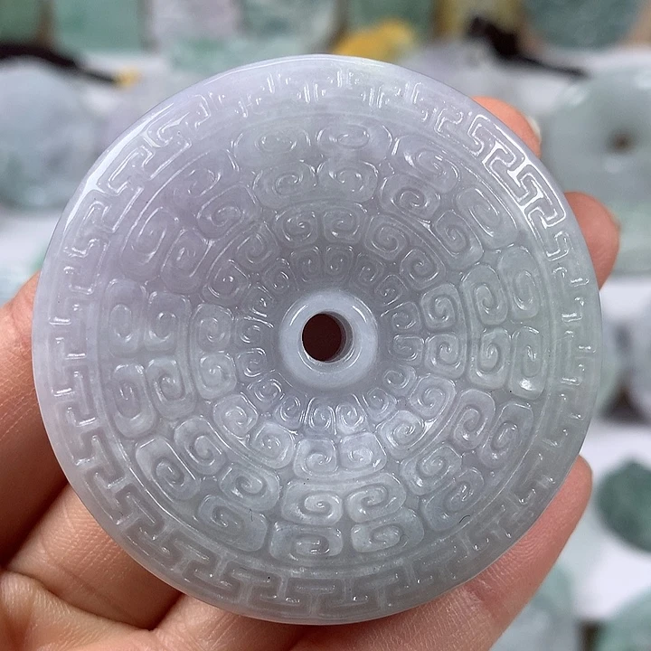 翡翠未镶嵌颈饰仿古平安扣两面工艺福利