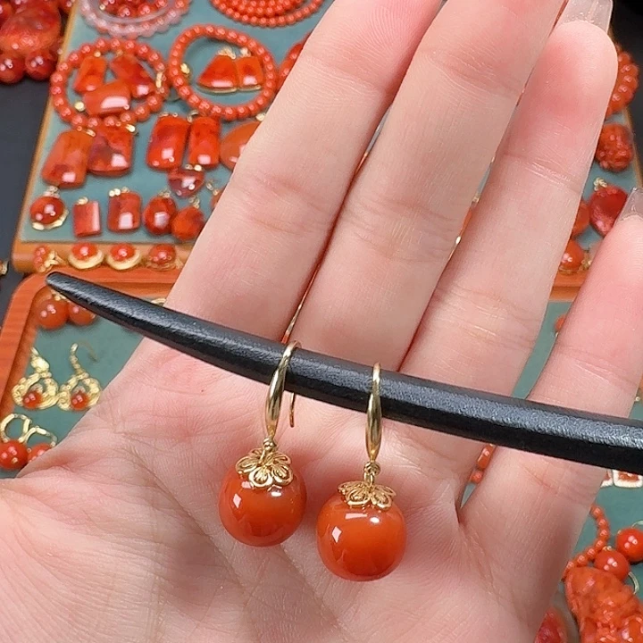 南红玛瑙银S925镶嵌11+