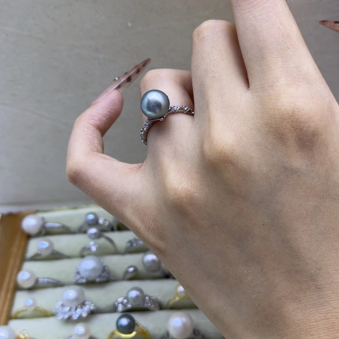 海水珍珠银S925镶嵌戒圈