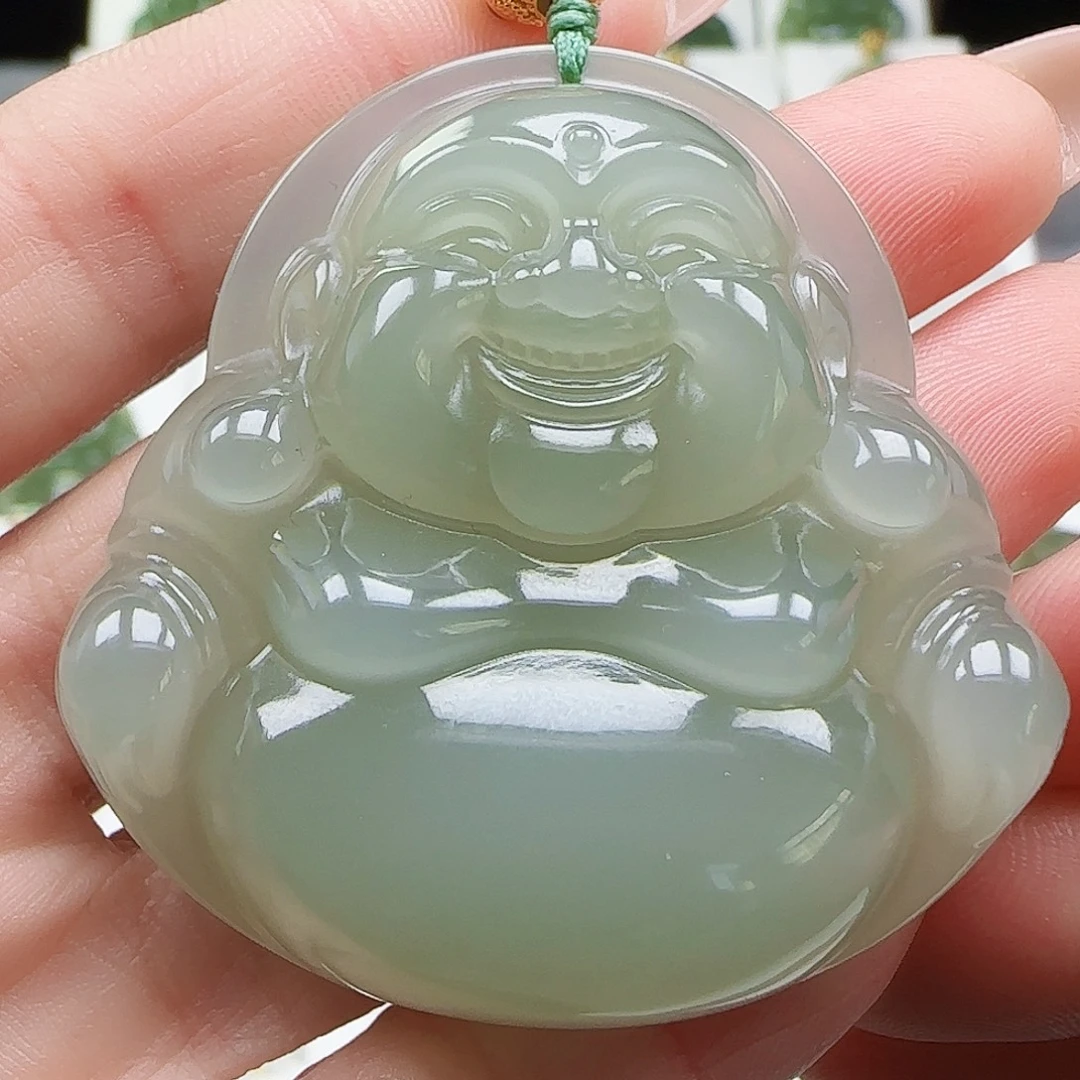 和田玉足金镶嵌吊坠(赠链)