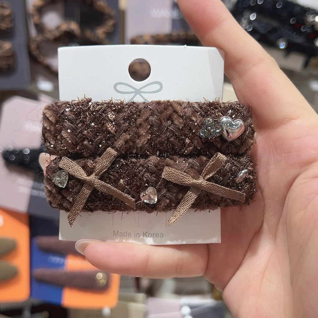 皮质铁合金咖色方形掰掰夹