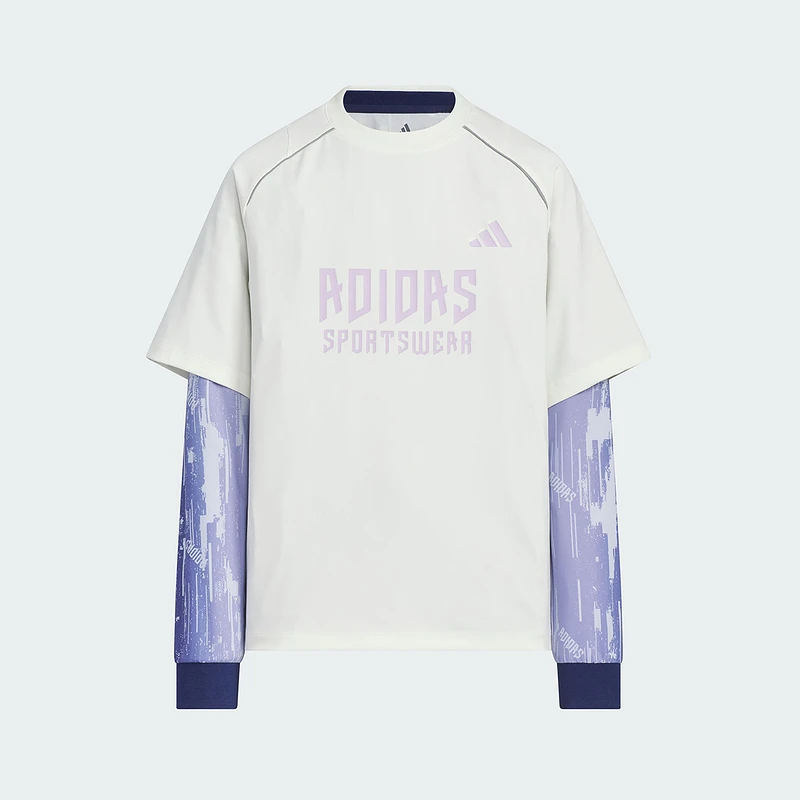 adidas阿迪达斯秋新儿童二合一速干运动休闲T恤长袖上衣 KC2549