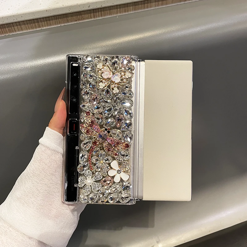 适用华为matexs2手机壳全透明不发黄硬壳重工水钻轻奢女款保护壳