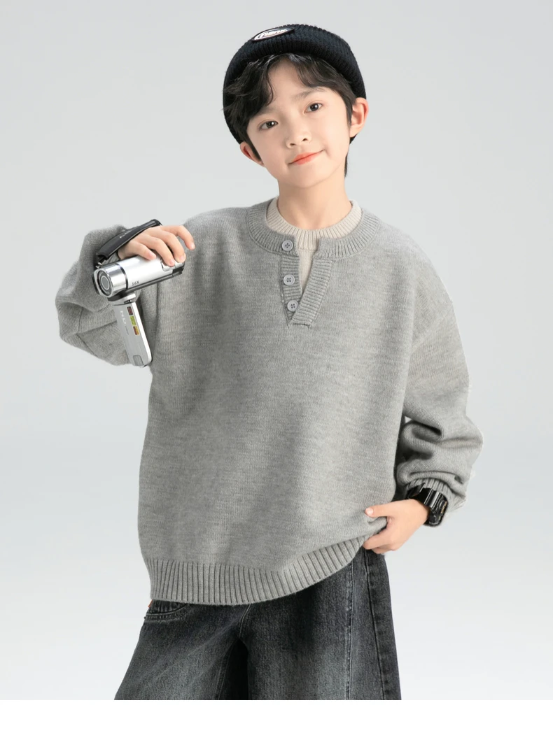 男童秋冬假两件毛衣2025新款秋季上衣中大童儿童男孩春秋款痞帅潮