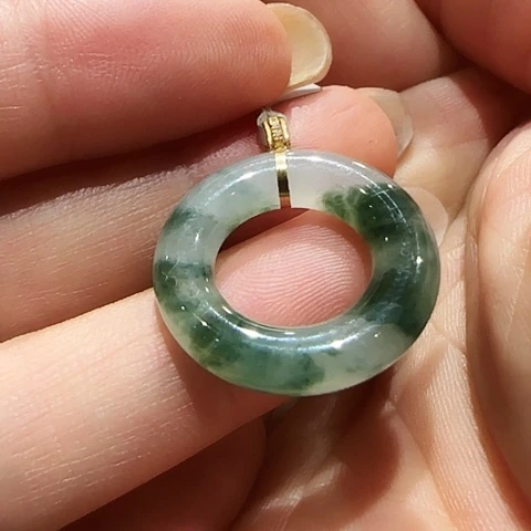 翡翠18K金镶嵌吊坠(不含链)