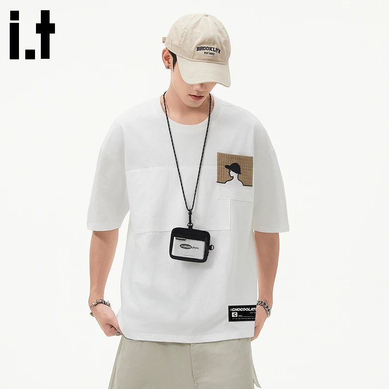 it:CHOCOOLATE日系短袖男士2025夏季薄款纯棉圆领休闲宽松潮牌T恤