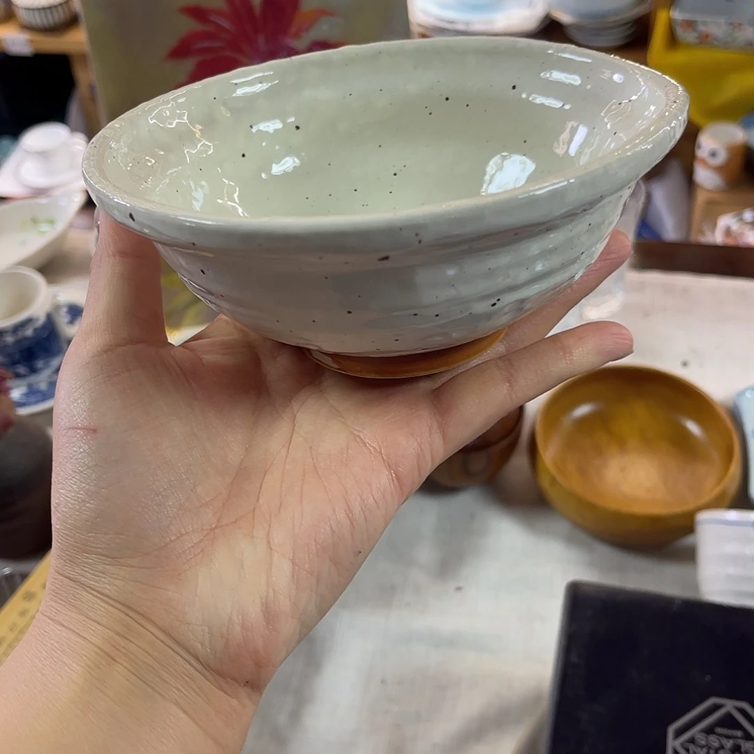 瓷片奶油风芝麻釉大钵子45