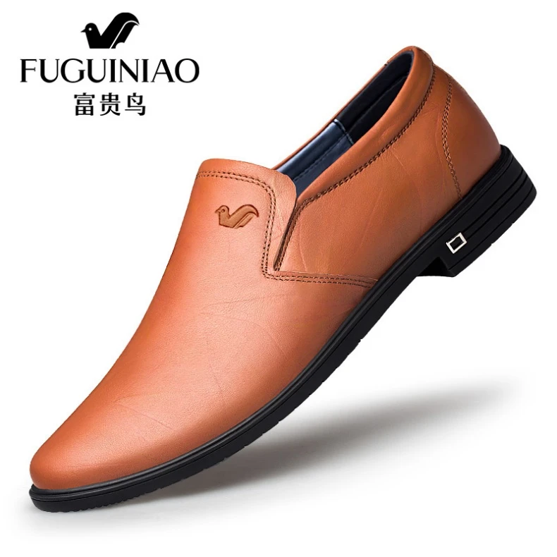 富贵鸟皮鞋男款2025新款英伦风商务男鞋秋季透气软底一脚蹬休闲鞋