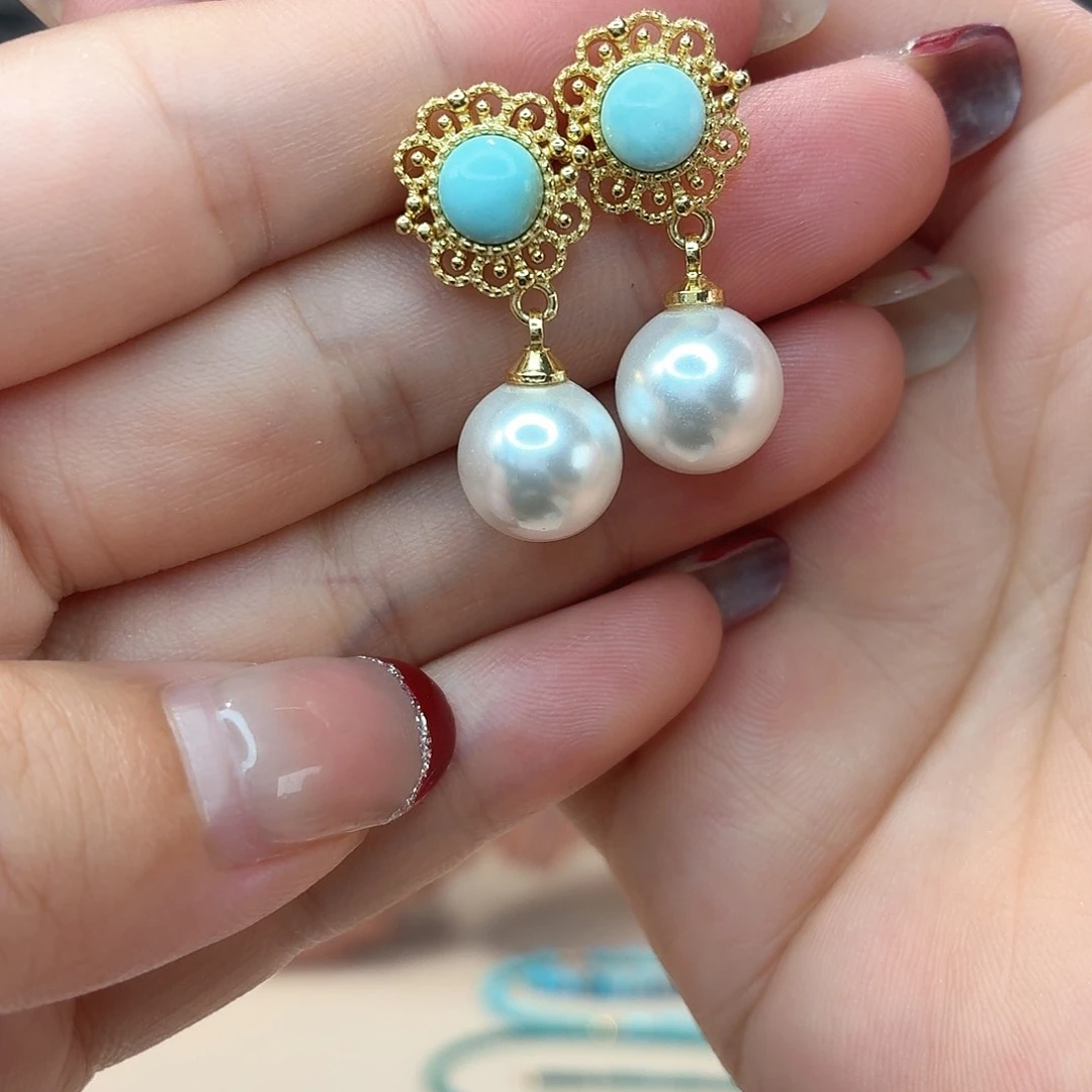 合金绿松石耳饰耳环