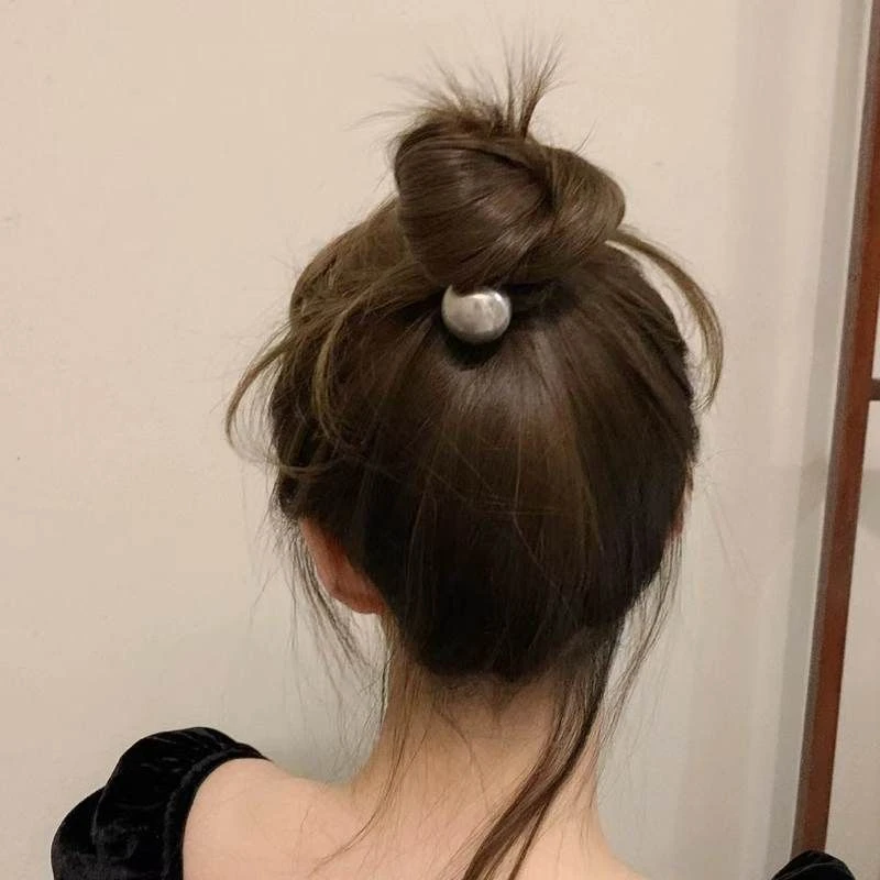 低韩系复古金球ins皮筋女扎头发绳丸子头发饰拉丝发饰头绳后脑勺