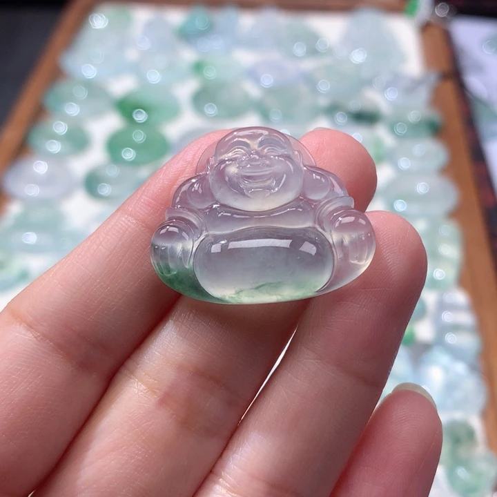颈饰未镶嵌翡翠高冰飘花佛公